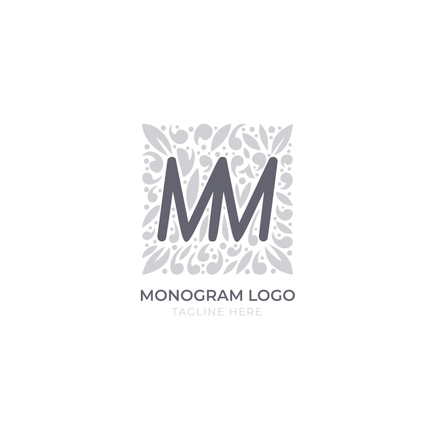 Modèle De Logo Mm Design Plat Dessiné à La Main