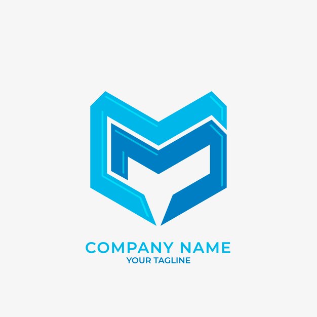 Modèle de logo mm design plat