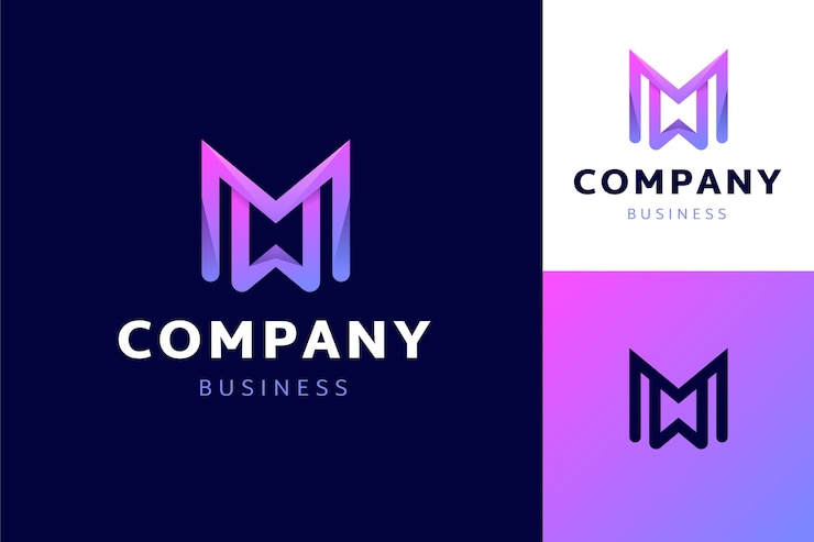 Vecteur gratuit modèle de logo mw dégradé