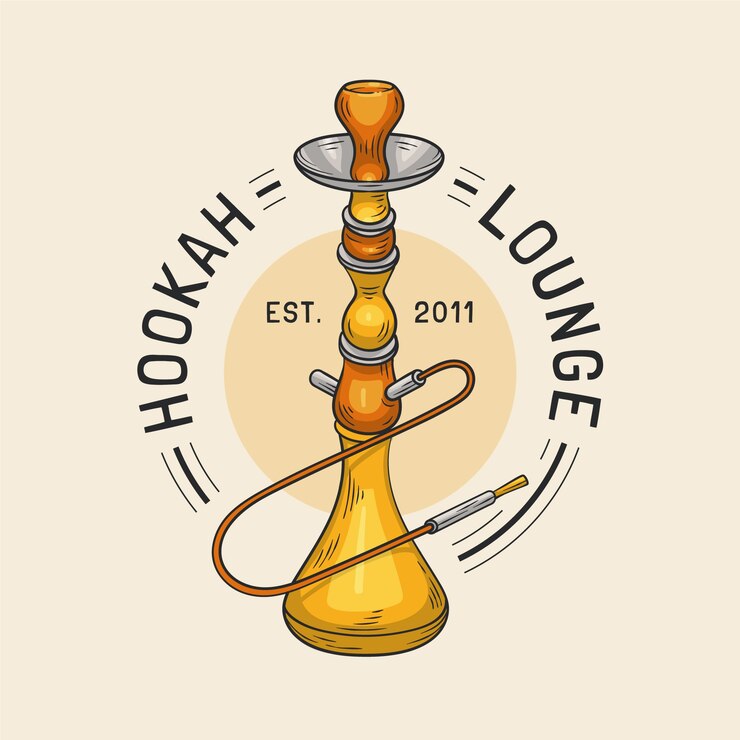 Vecteur gratuit modèle de logo de narguilé dessiné à la main