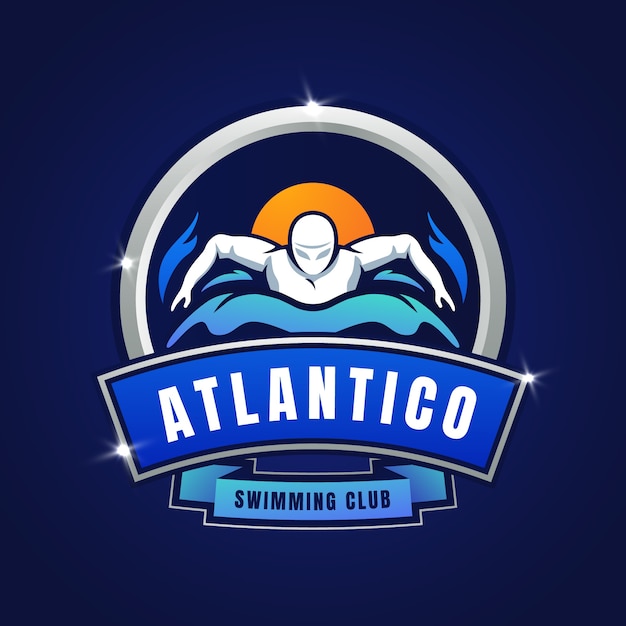 Modèle de logo de natation dégradé