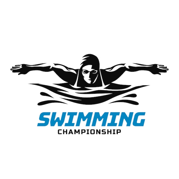Vecteur gratuit modèle de logo de natation design plat dessiné à la main