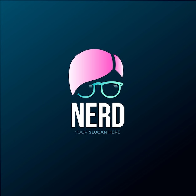 Vecteur gratuit modèle de logo de nerd de couleur dégradé