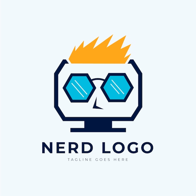 Vecteur gratuit modèle de logo nerd créatif design plat