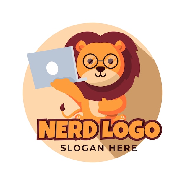 Vecteur gratuit modèle de logo nerd créatif design plat