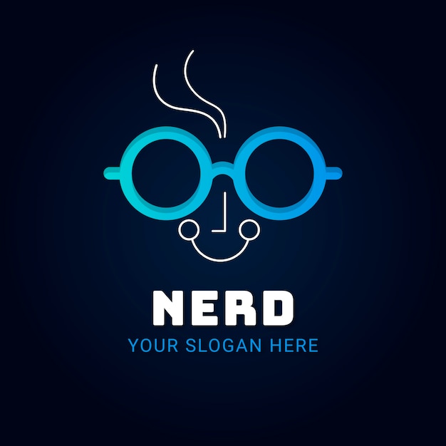 Vecteur gratuit modèle de logo de nerd dégradé
