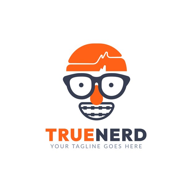 Modèle de logo nerd design plat