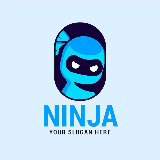 Modèle De Logo Ninja Au Design Plat