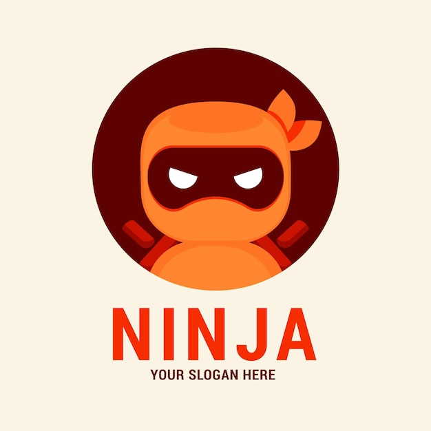 Vecteur gratuit modèle de logo ninja au design plat