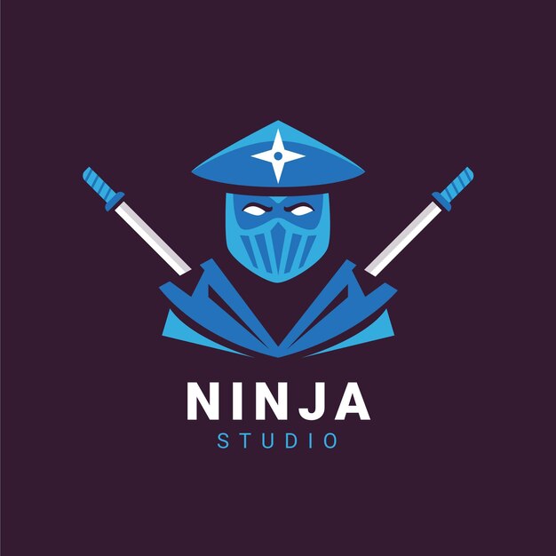 Vecteur gratuit modèle de logo ninja dans un style plat