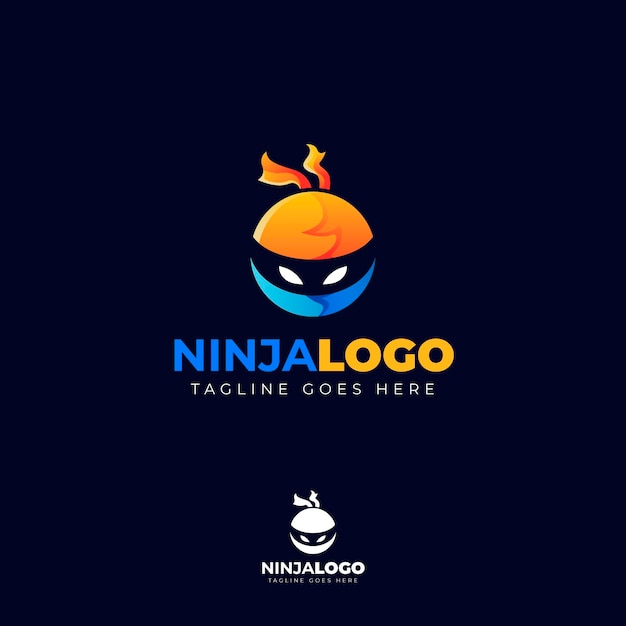 Vecteur gratuit modèle de logo ninja en dégradé