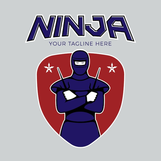 Vecteur gratuit modèle de logo ninja design plat
