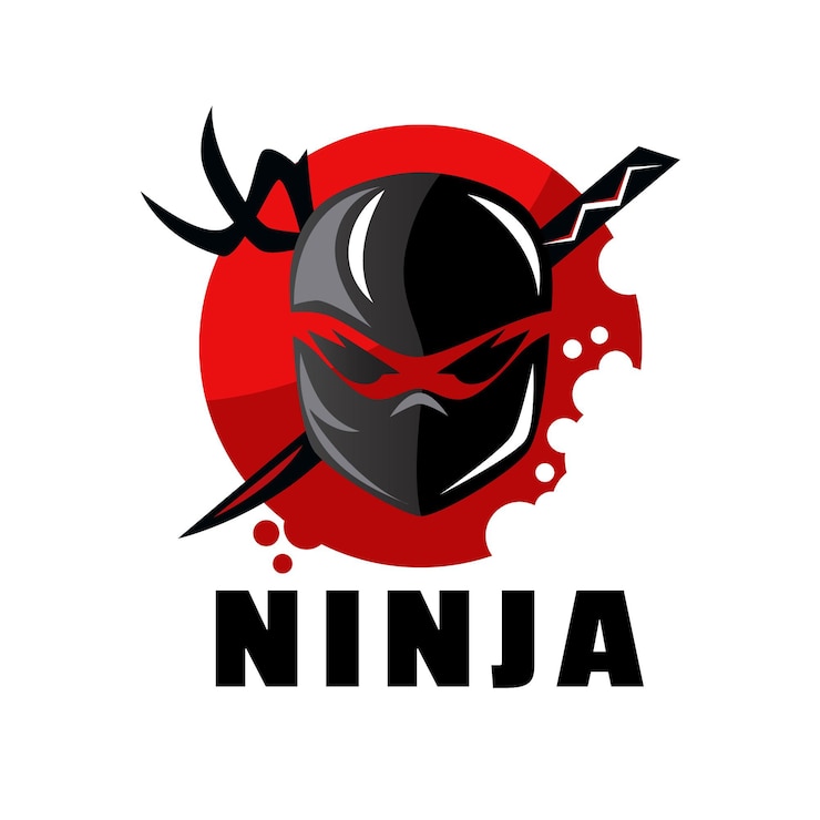 Vecteur gratuit modèle de logo ninja design plat