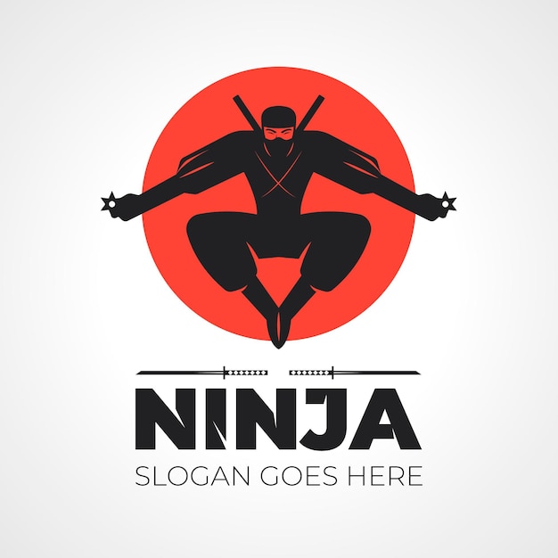 Vecteur gratuit modèle de logo ninja design plat