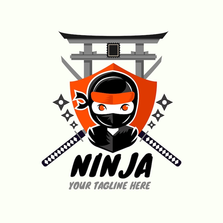 Vecteur gratuit modèle de logo ninja détaillé