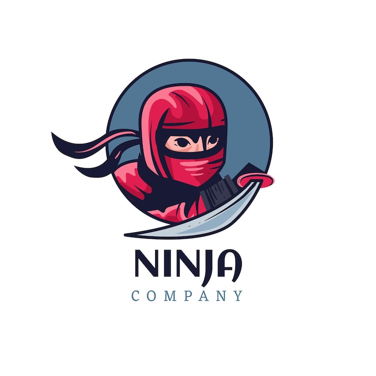 Vecteur gratuit modèle de logo ninja détaillé
