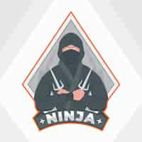 Vecteur gratuit modèle de logo ninja plat