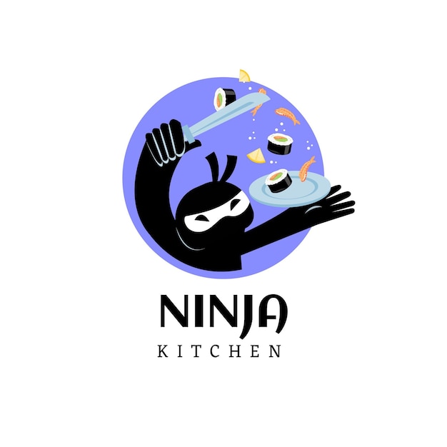 Modèle De Logo Ninja Plat