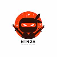 Vecteur gratuit modèle de logo ninja plat