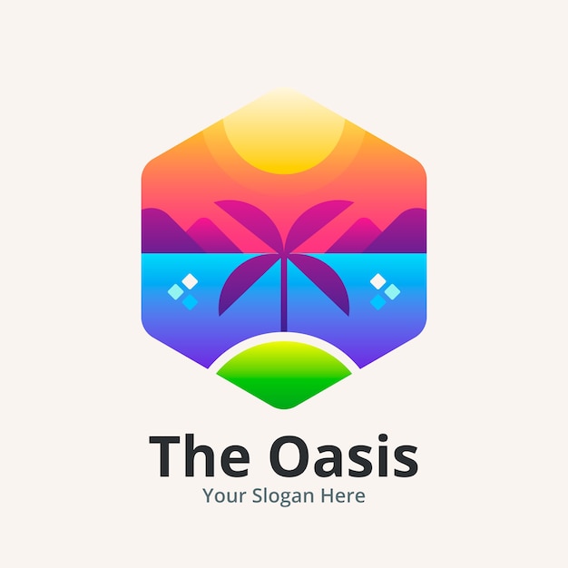 Vecteur gratuit modèle de logo oasis dégradé