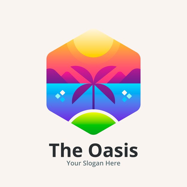 Modèle de logo oasis dégradé