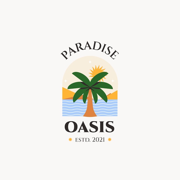 Vecteur gratuit modèle de logo oasis design plat