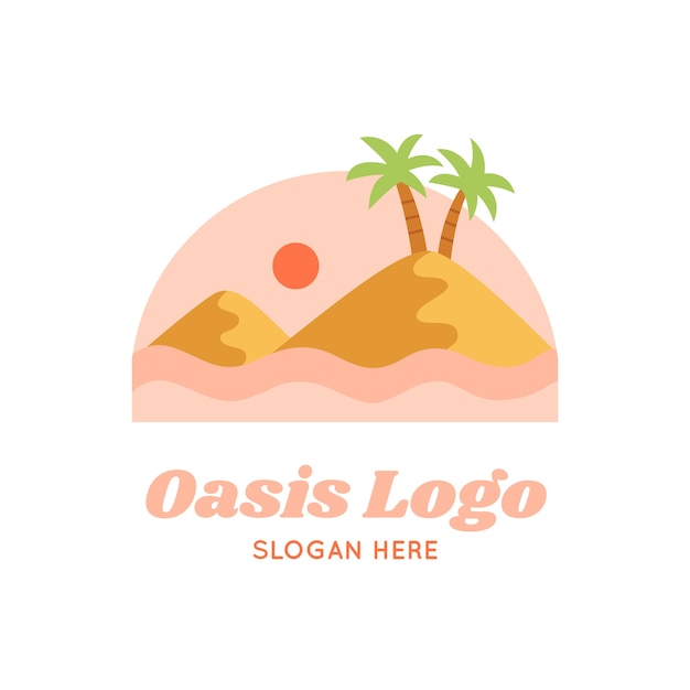 Vecteur gratuit modèle de logo oasis dessiné à la main