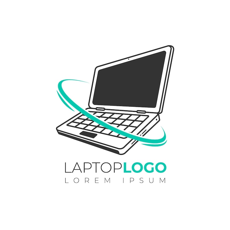 Vecteur gratuit modèle de logo d'ordinateur portable plat