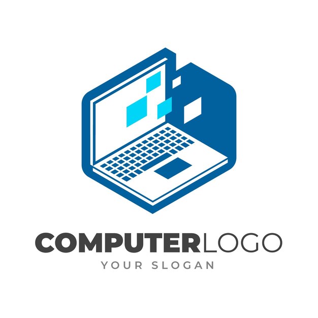 Modèle de logo d'ordinateur portable plat