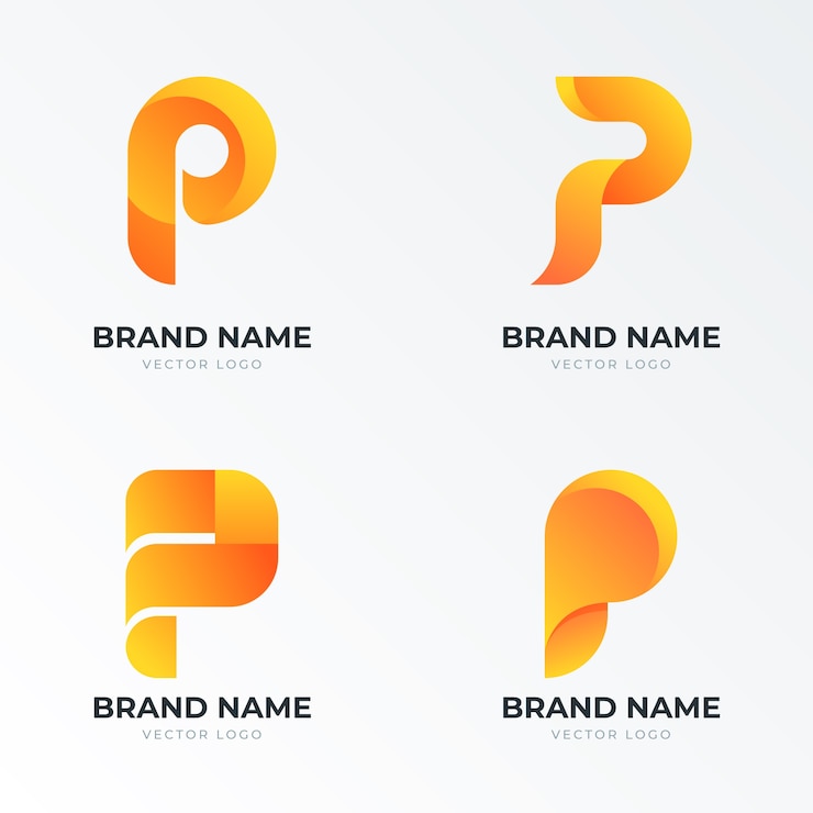 Vecteur gratuit modèle de logo p dégradé
