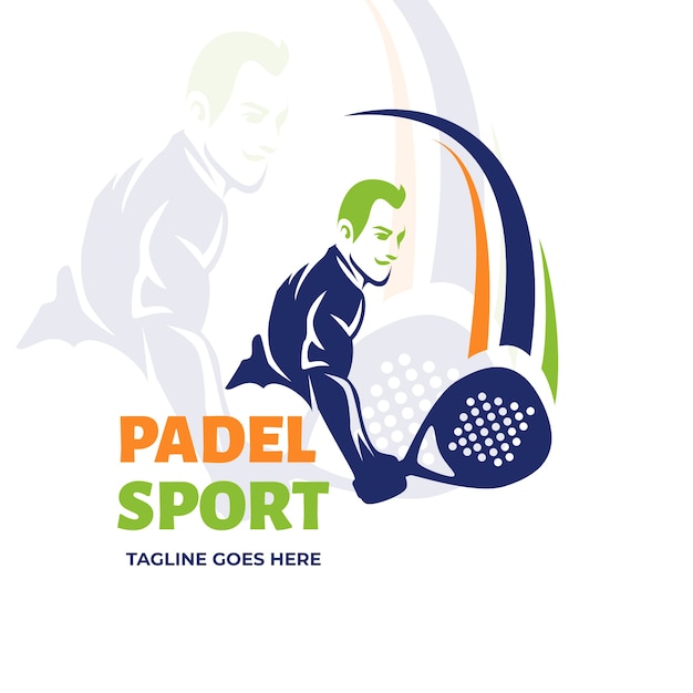 Modèle de logo padel design plat