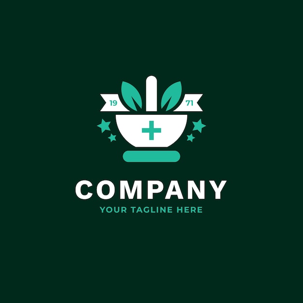 Modèle de logo de pharmacie design plat