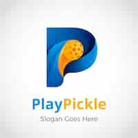 Vecteur gratuit modèle de logo de pickleball dégradé