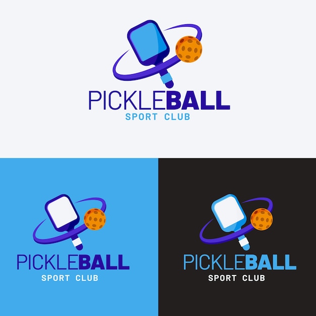 Vecteur gratuit modèle de logo de pickleball design plat