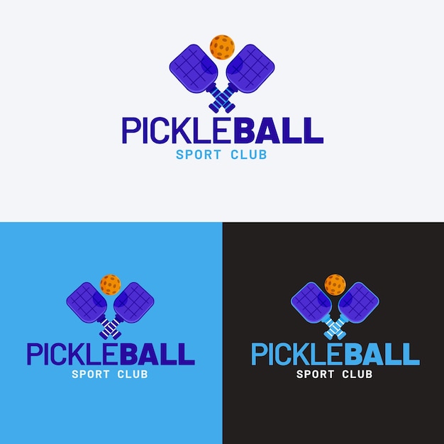 Vecteur gratuit modèle de logo de pickleball design plat