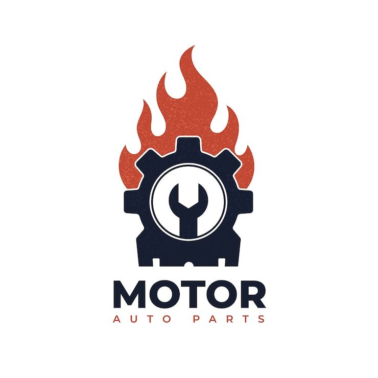 Vecteur gratuit modèle de logo de pièces automobiles dessinés à la main