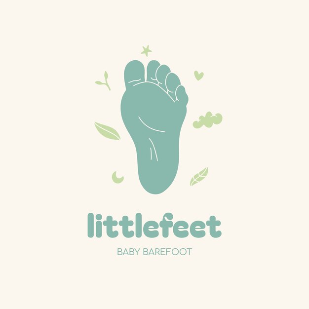 modèle de logo de pied de bébé à design plat