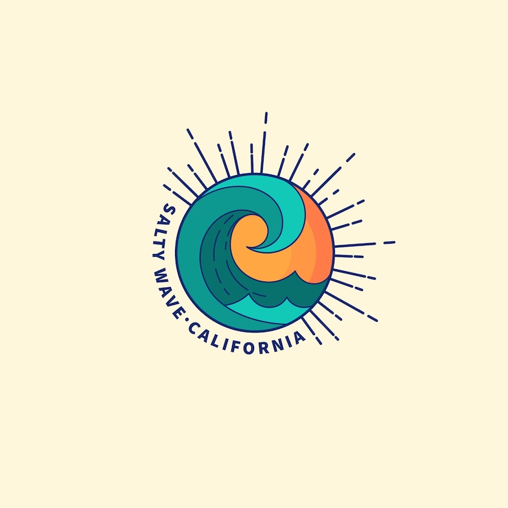 Vecteur gratuit modèle de logo de plage dessiné à la main