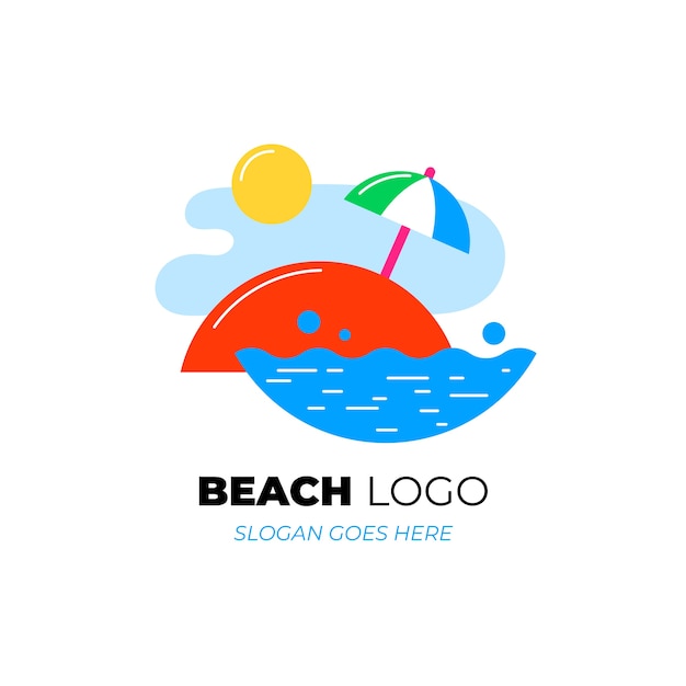 Modèle de logo de plage plate