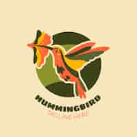 Vecteur gratuit modèle de logo plat colibri