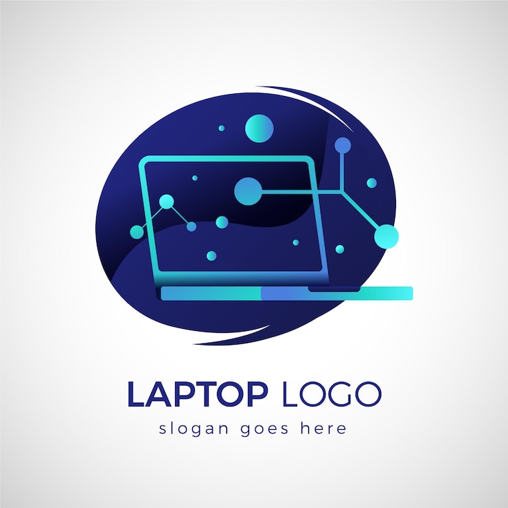 Vecteur gratuit modèle de logo pour ordinateur portable dégradé créatif