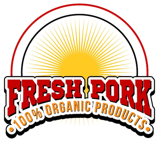 Vecteur gratuit modèle de logo de produit biologique de porc frais