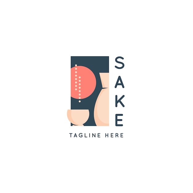 Vecteur gratuit modèle de logo de saké dessiné à la main