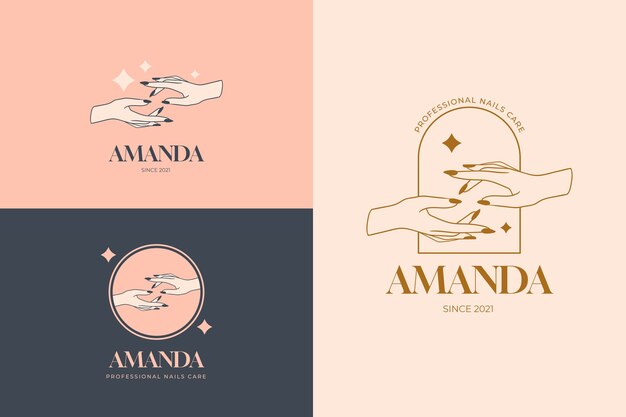 modèle de logo de salon de manucure dessiné à la main
