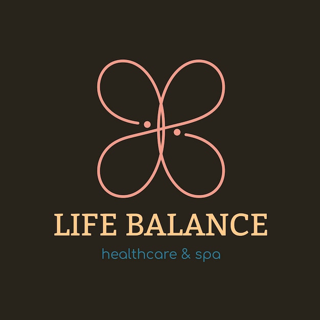 Vecteur gratuit modèle de logo de spa, vecteur de conception de marque d'entreprise de santé et de bien-être, texte d'équilibre de vie