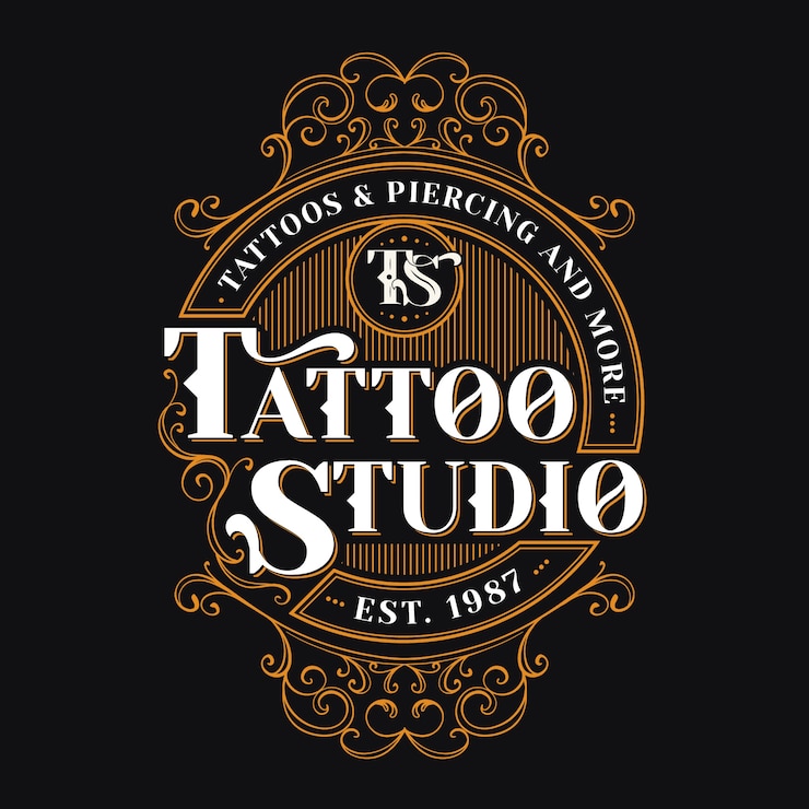 Vecteur gratuit modèle de logo de studio de tatouage vintage