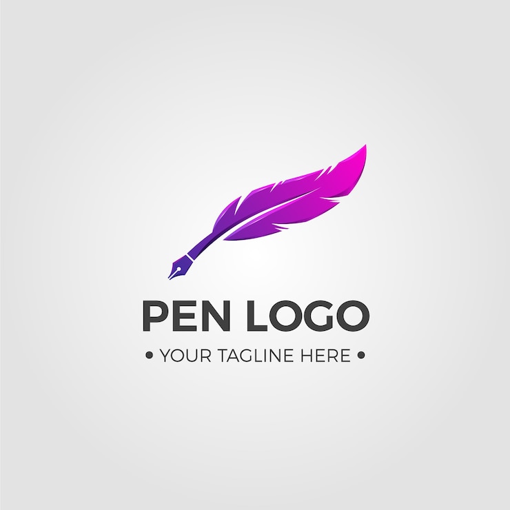 Vecteur gratuit modèle de logo de stylo plume dégradé