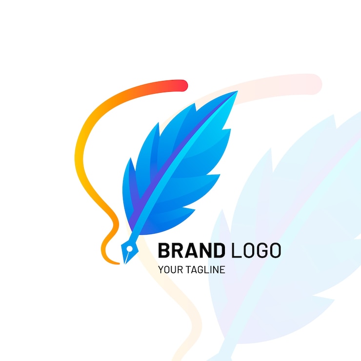 Vecteur gratuit modèle de logo de stylo plume dégradé