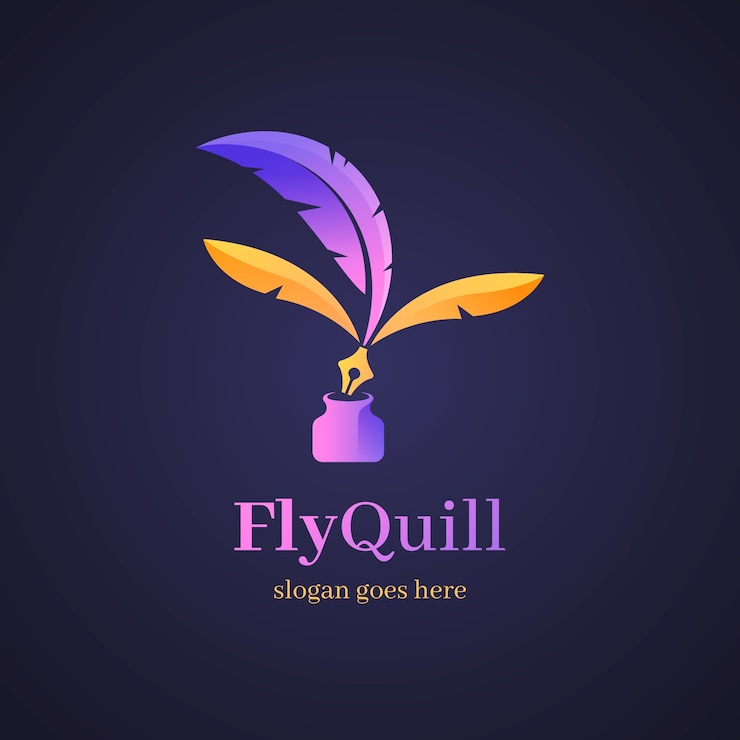 Vecteur gratuit modèle de logo de stylo plume dégradé