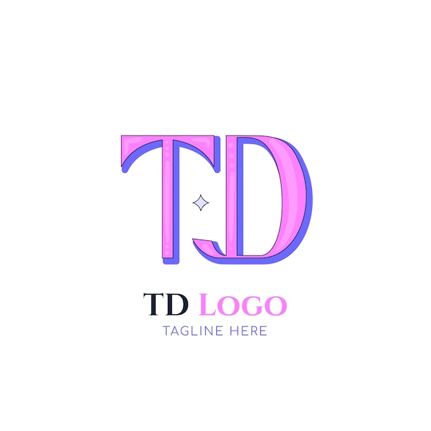 Modèle De Logo Td Dessiné à La Main